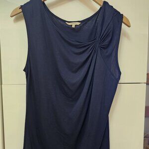 RW&CO Navy Sleeveless Crew-Neck Top with Twisted Detail
